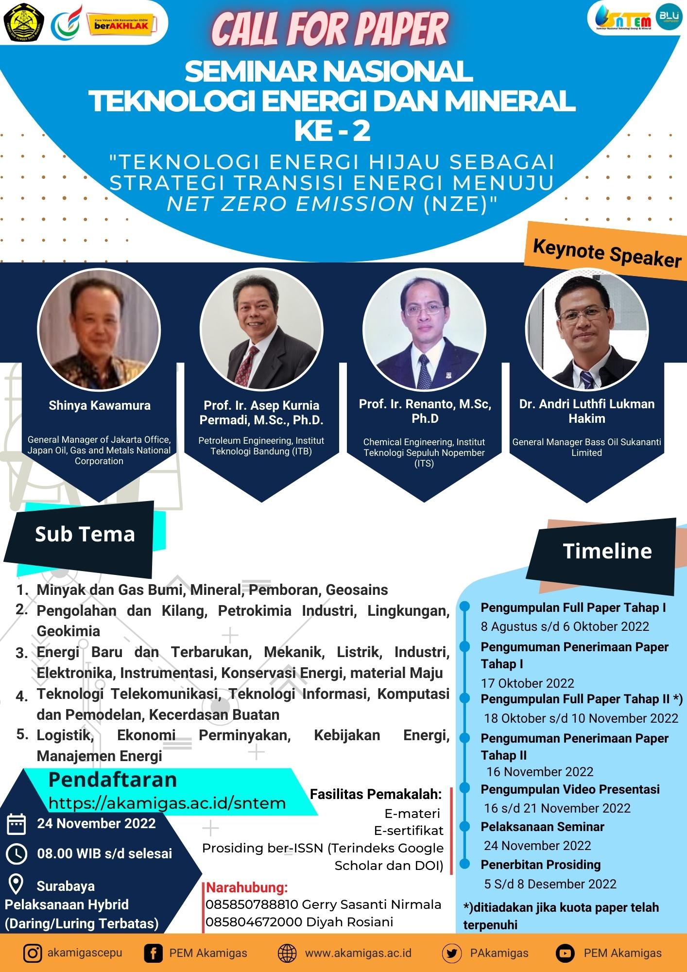 Seminar Nasional Teknologi Energi Dan Mineral PEM Akamigas Cepu