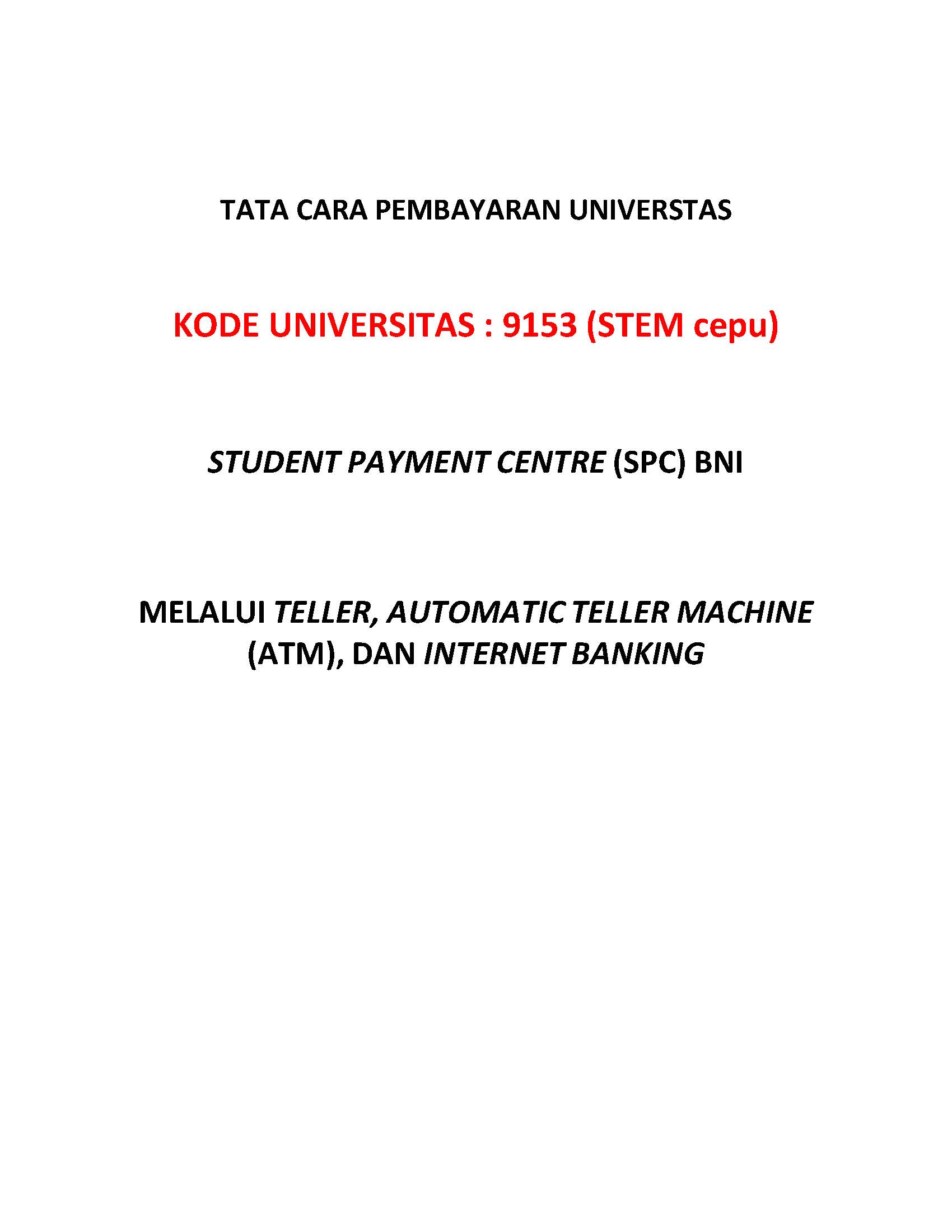 Tata Cara Pembayaran Melalui BNI