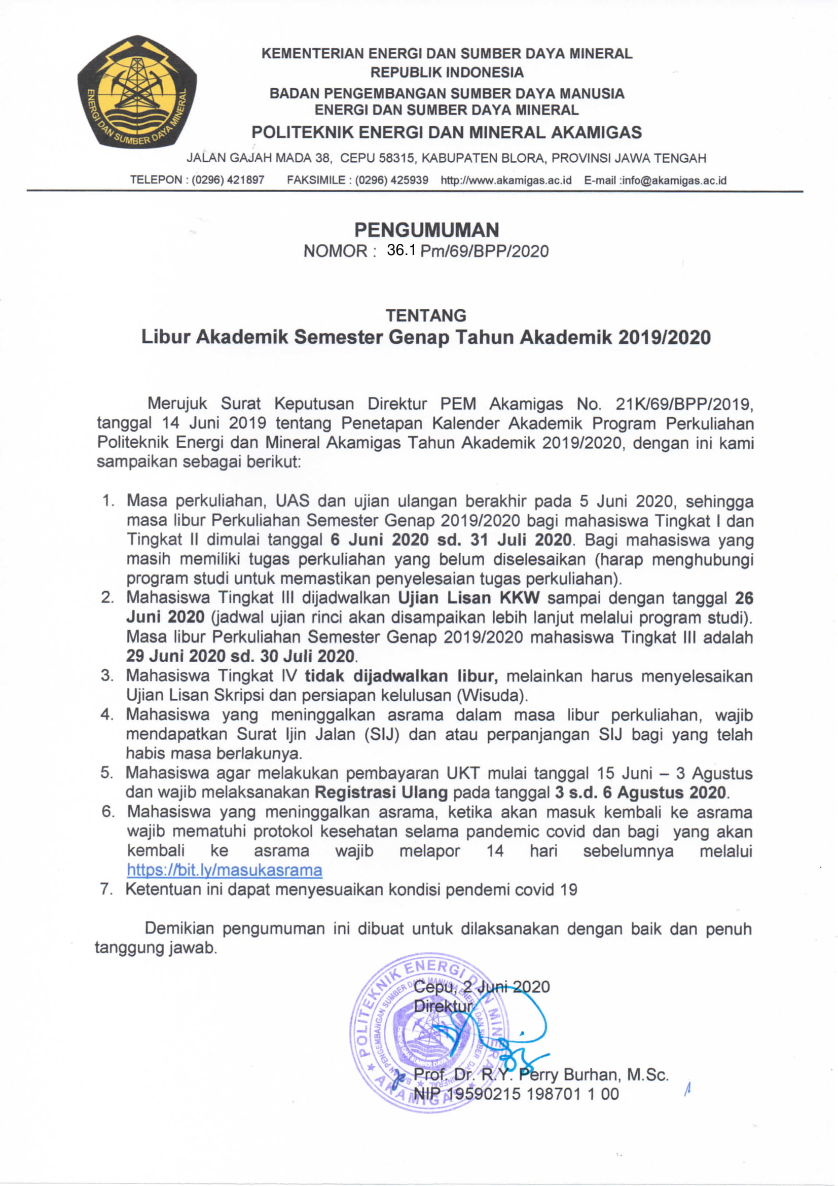 LIBUR AKADEMIK SEMESTER GENAP TA 2019/2020